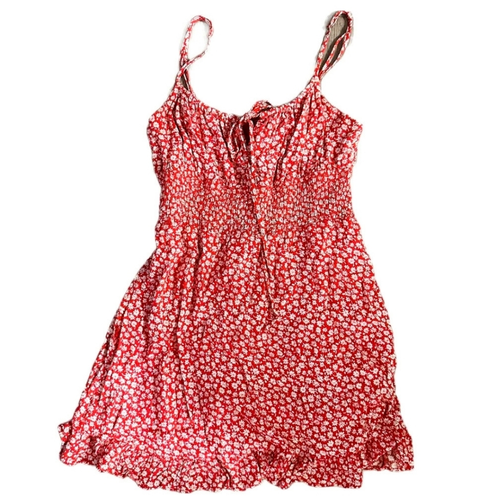 Gab & Kate Womens Flowy A-Line Floral Red Mini Dress